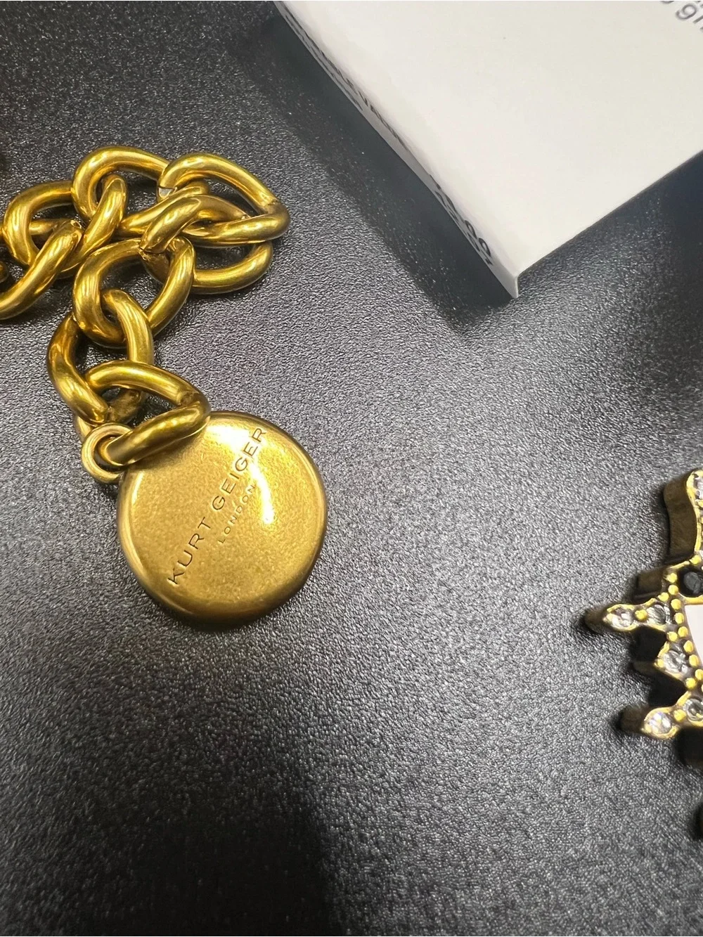 Kurt Geiger London Evil Eye Crystal Belly Chain Gold Tone NWT